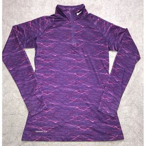 Nike Pro Combat 1/4 Zip Pullover Womens‎ Medium Fitted Purple Pink Therma-Fit